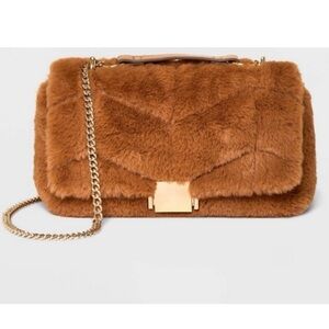 a new day Tan Faux Fur Purse/Shoulder Bag